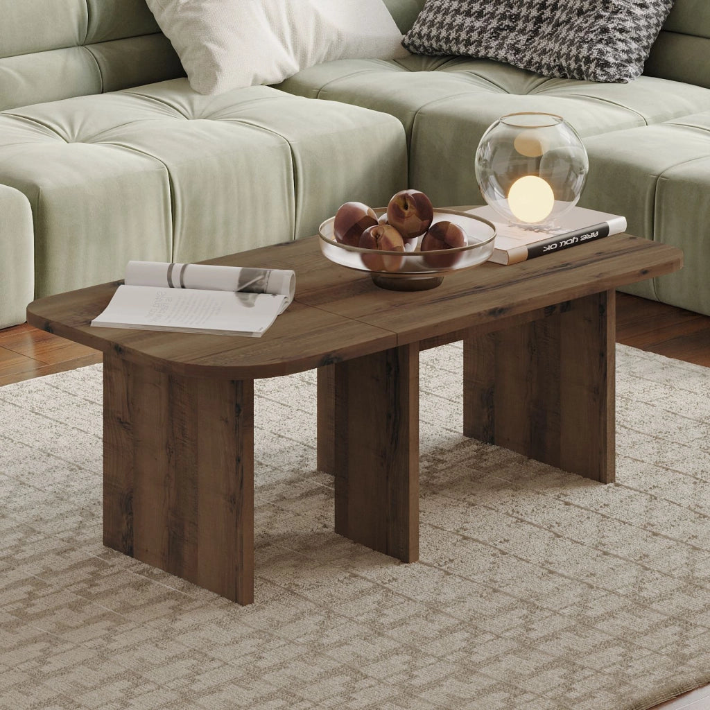 Set di tavolini in legno "Iris" - 90 x 45 x 35 cm - Marrone