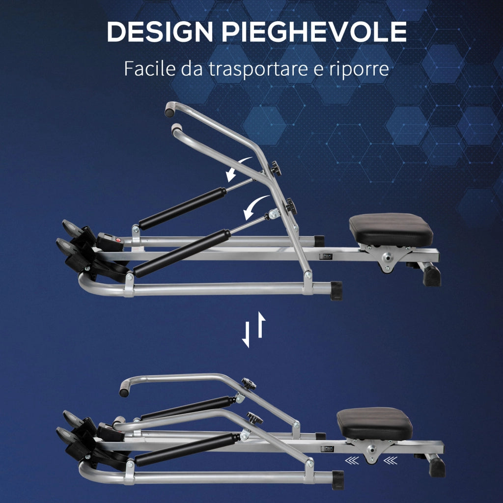 EasyComfort Vogatore Pieghevole, 4 Livelli di Resistenza e Display, Acciaio e ABS, 129x70x70 cm