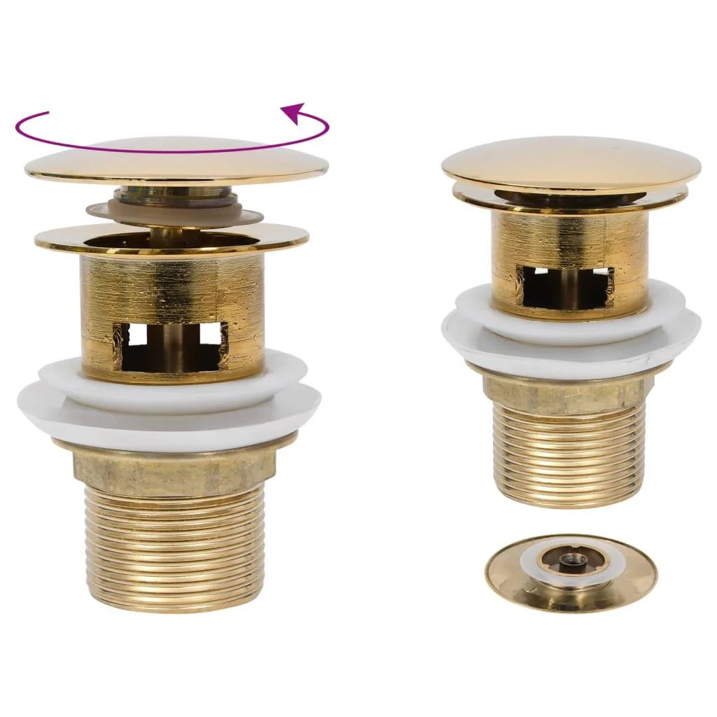 Piletta a pulsante con troppo pieno dorato 6,4 x 6,4 x 9,1 cm 02_0003484