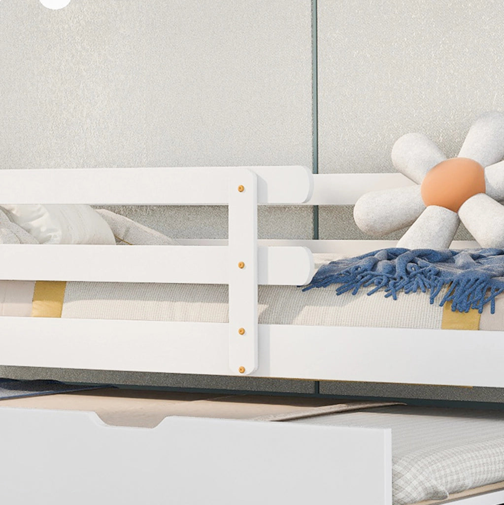 Letto a casetta con letto estraibile, sicuro e salvaspazio per bambini