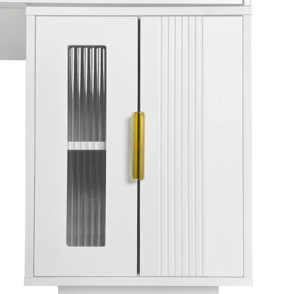 Tavolo da trucco bianco con specchio LED e cassetti capienti