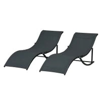 Set 2 Sdraio da Giardino Pieghevoli, Lettino Prendisole in Alluminio e Textilene, 61x165x63cm