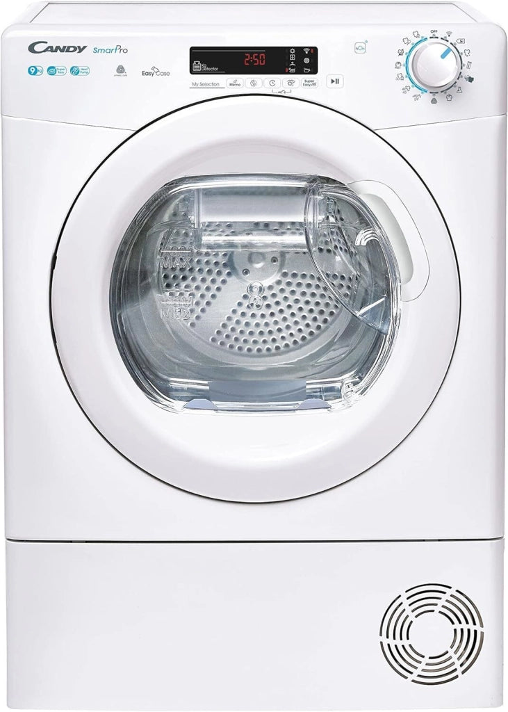 Candy Smart Pro CSOE H9A2DE-S Asciugatrice a pompa di calore 9Kg classe A++ asciugatura rapida programma lana controllo remoto bianco  596x607x850