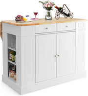 Credenza da Cucina in Legno, Isola da Cucina con Contenitore, con Ripiani Regolabili a 3 Livelli, 120 x 61 x 92 cm, Carico 200 kg (Bianco)