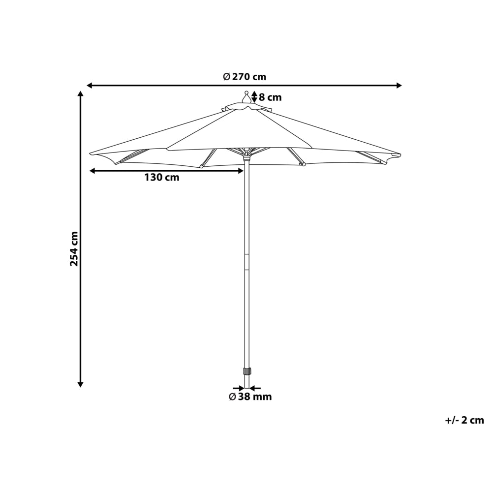 Ombrellone da Giardino Tessuto Blu ø 270 x 254H cm Palo Betulla Pieghevole Esterno Moderno