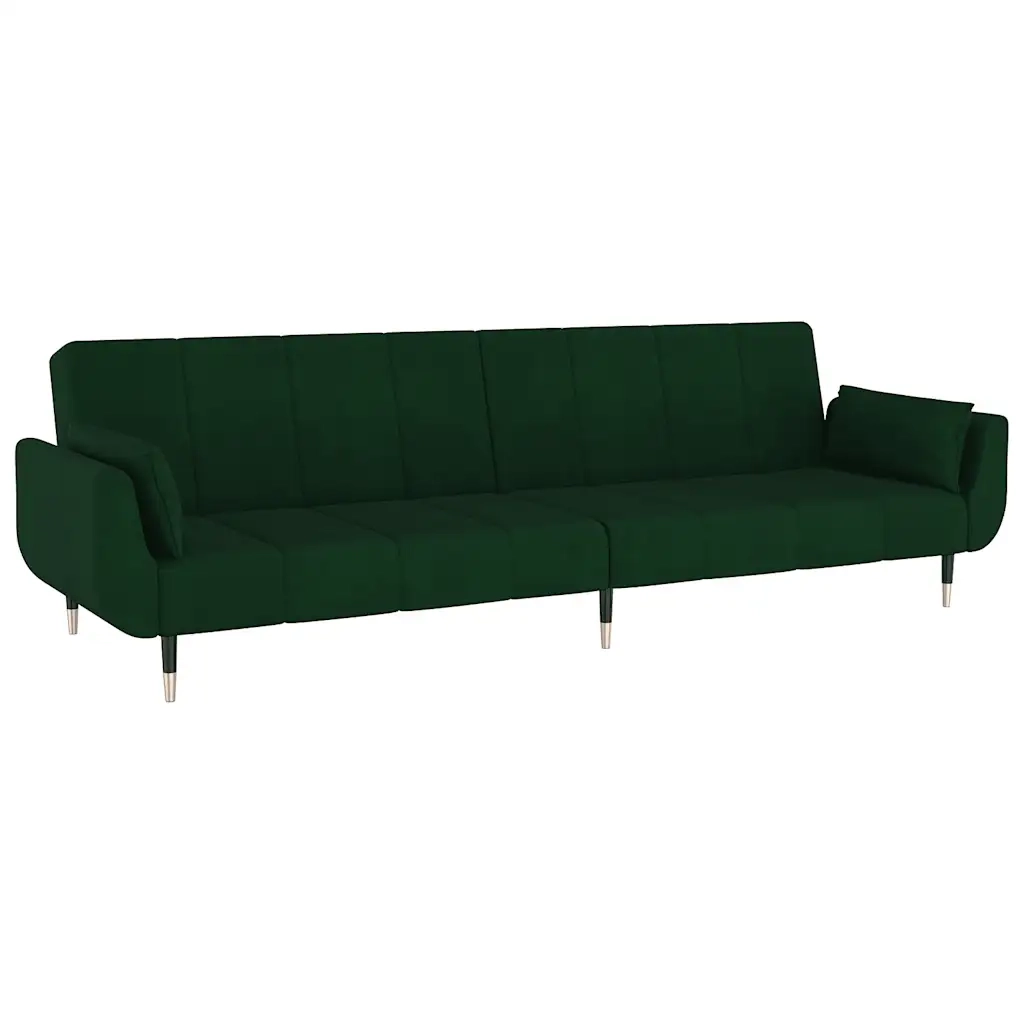 Divano Letto a 2 Posti con 2 Cuscini Verde Scuro in Velluto cod mxl 43299