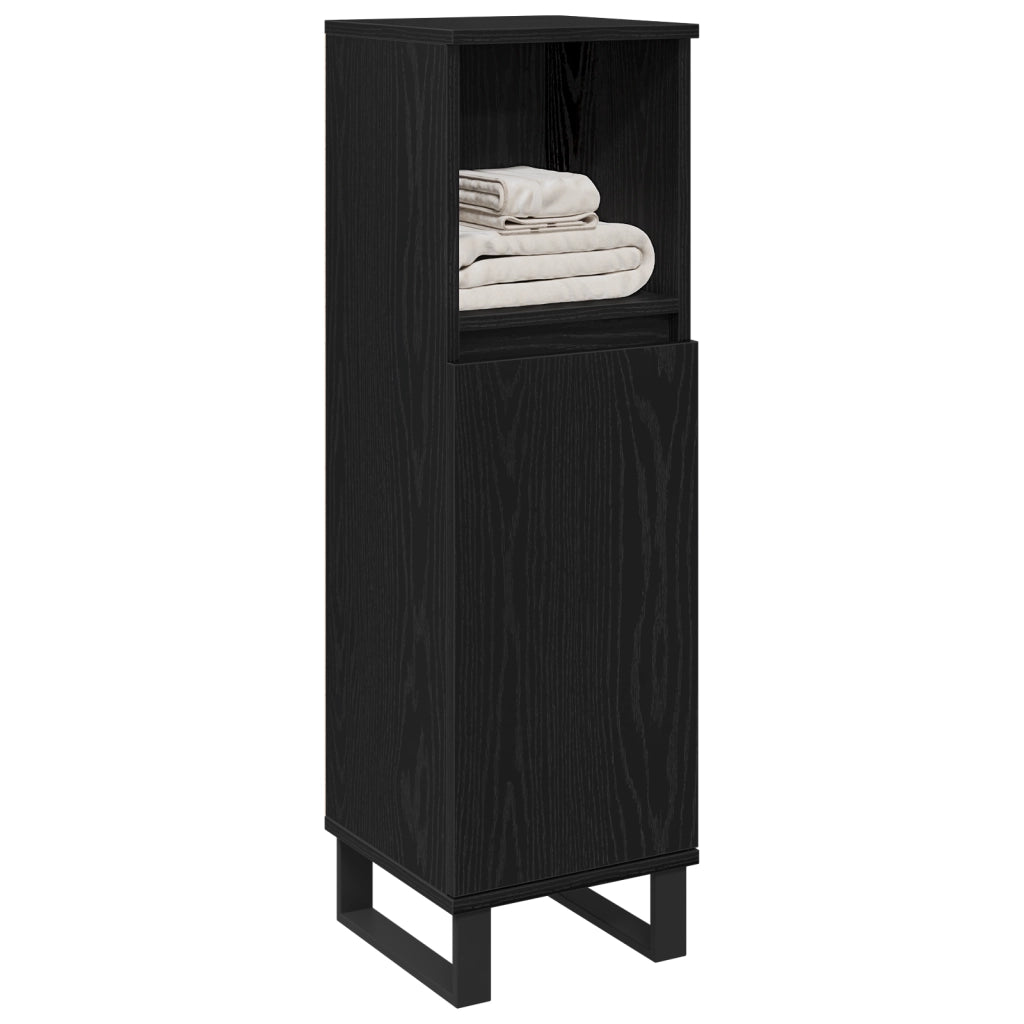Mobile da bagno  Nero Rovere 30x30x100 cm Legno ingegnerizzato