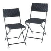 Set di 2 sedie pieghevoli da esterno per giardino campeggio e patio 81 x 45 x 58 cm effetto rattan nero 03_0009640