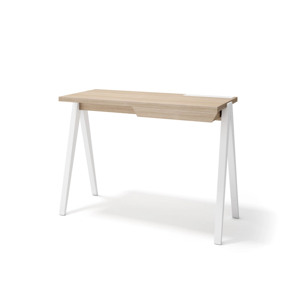 Scrivania Herdasa 1 cassetto effetto noce chiaro gambe bianco 75x107x47cm