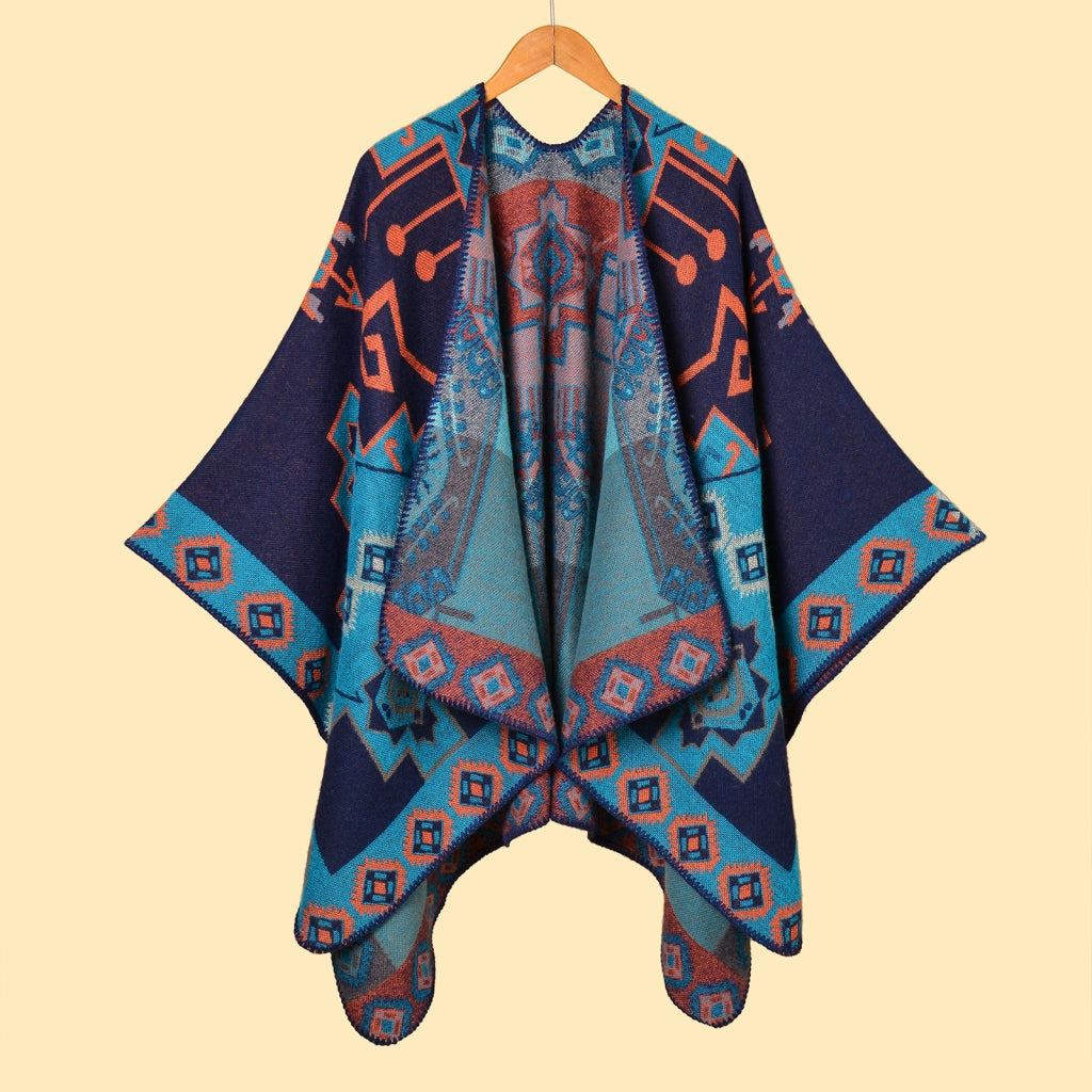 Sciarpa jacquard da donna, versatile, con motivo a note musicali, cappa spessa e calda
