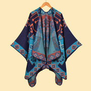 Sciarpa jacquard da donna, versatile, con motivo a note musicali, cappa spessa e calda