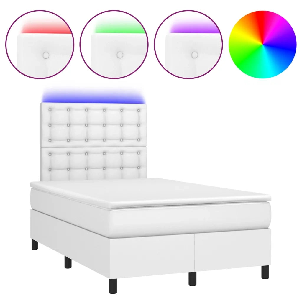 Giroletto Molle con Materasso e LED Bianco 120x200cm Similpelle 3135934