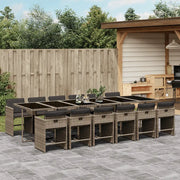 Set da Pranzo da Giardino 13pz con Cuscini Grigio in Polyrattan