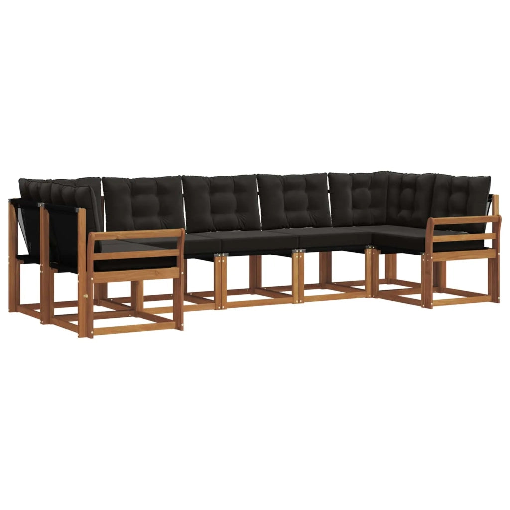 Set di divani da esterno con cuscino 7 pcs Naturale e Nero