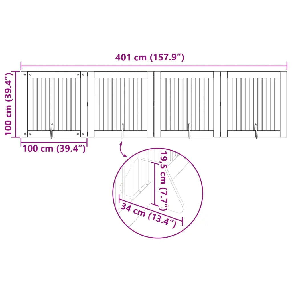 Cancello per cani con supporti 4 pz Rovere Nero 100 x 100 cm CFW8632380