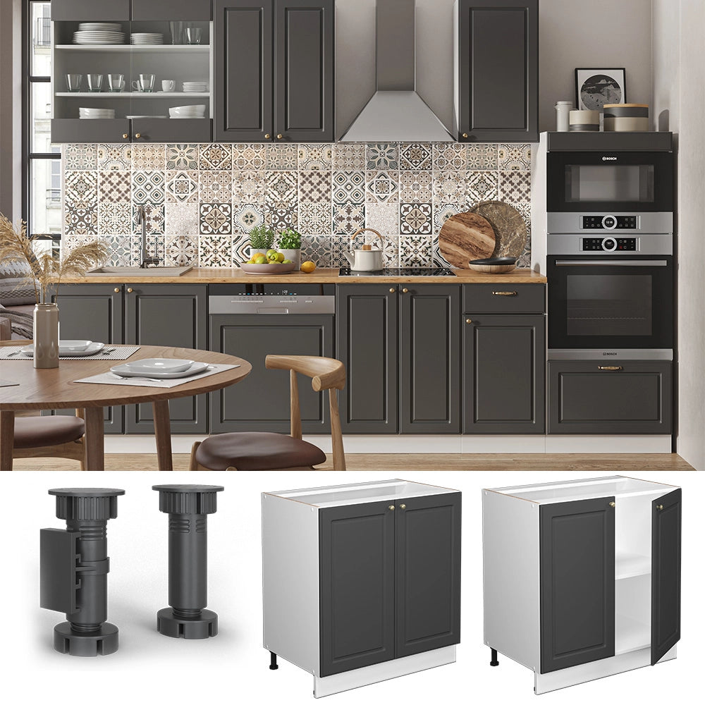 Mobile lavello cucina Fame-Line Antracite-oro/Bianco 80 cm con ripiano, PL Marmo Vicco