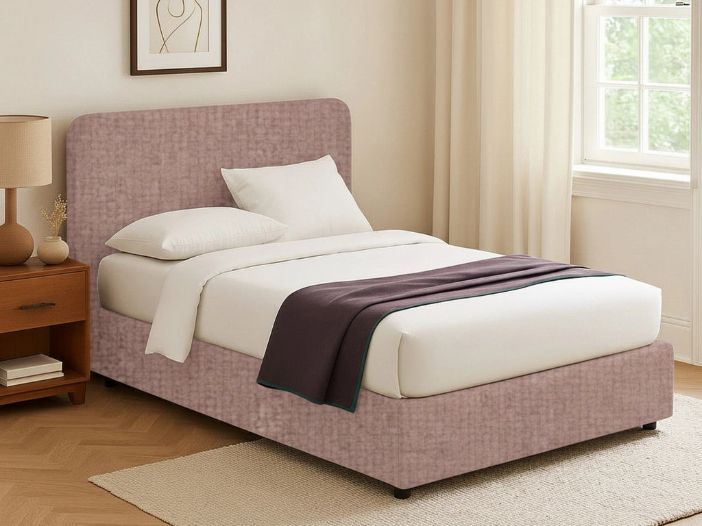 Reading, Letto Singolo Sfoderabile Made in Italy, Rosa Antico