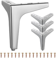 Set di 4 gambe metalliche a forma di triangolo, 6 pollici (15 cm) gambe per tavole di mobili, gambe per divani e poltrone, gambe triangolari di sostituzione per armadi, divani, sedie, tavole da salotto con viti