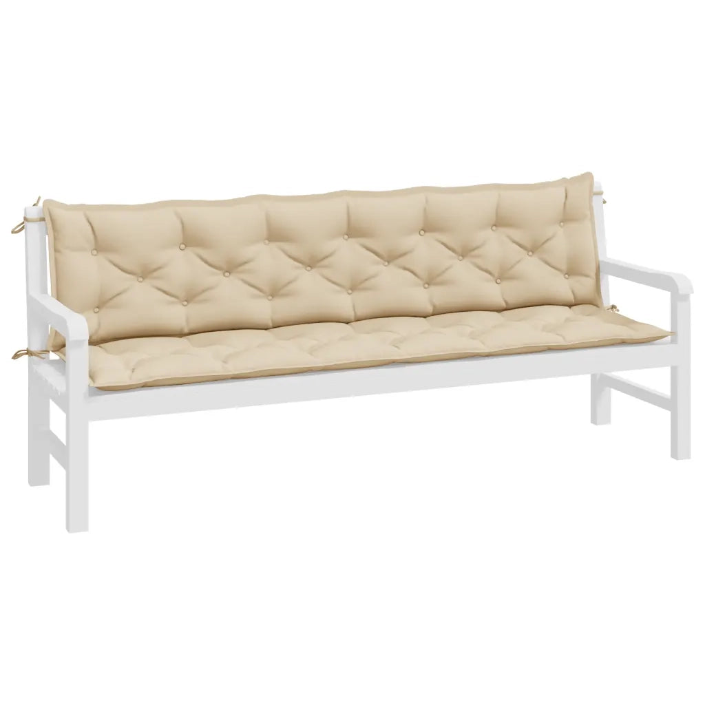 Cuscini Panca da Giardino 2 pz-Set di 2 Cuscini per panchina da esterno Beige 200x50x7cm Tessuto Oxford