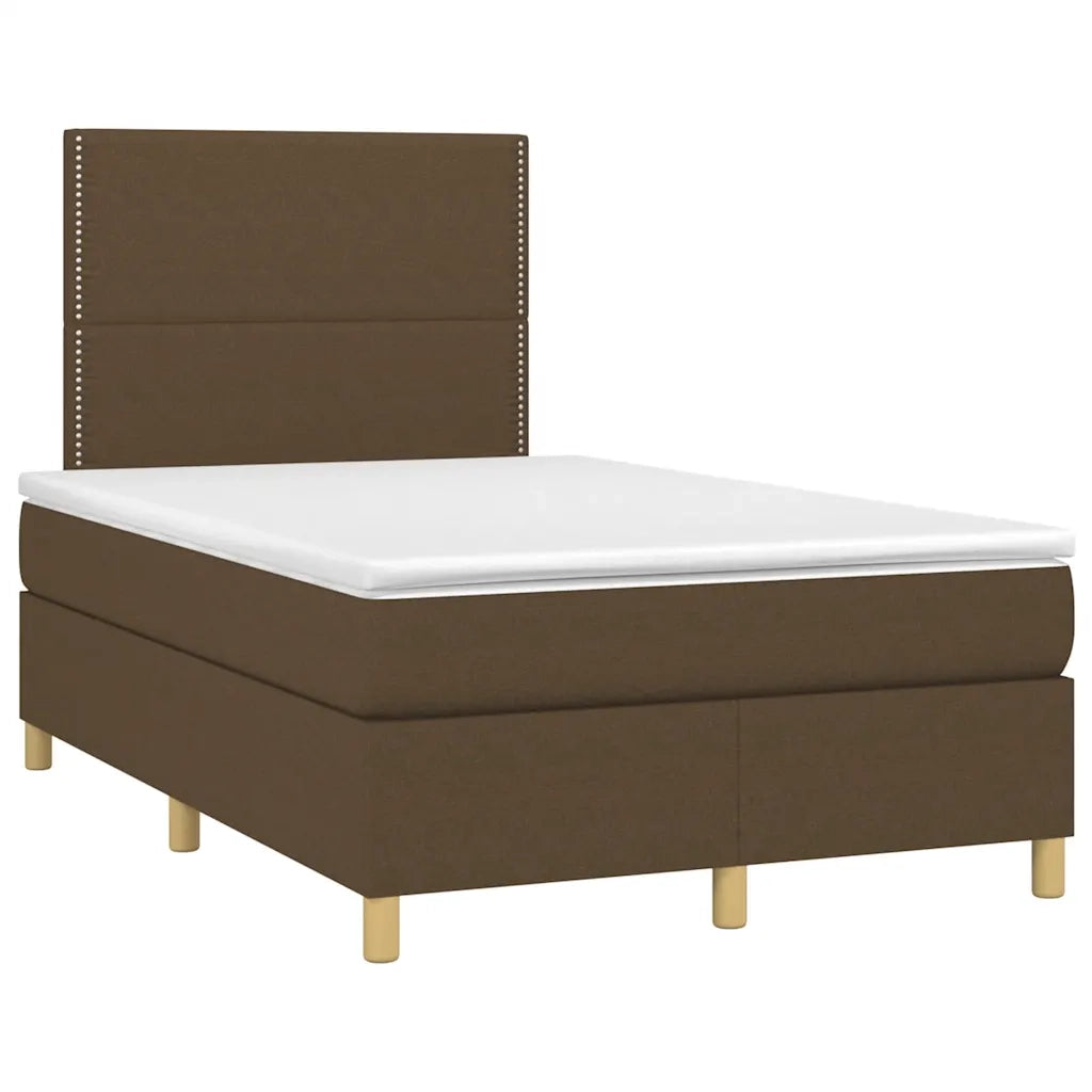 Letto a Molle Materasso e LED MarroneScuro 120x190cm in Tessuto 3270242