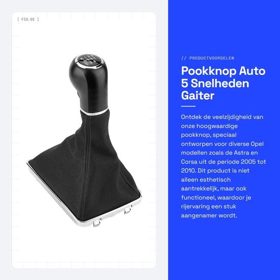 Pookknop 5/6 Velocità - Copertura - Gaiter Stivale - Compatibile con Opel Astra/Corsa 2005-2010 - ABS Pelle Sintetica - Dimensioni 12x16x25 cm - Puleggia Variatore