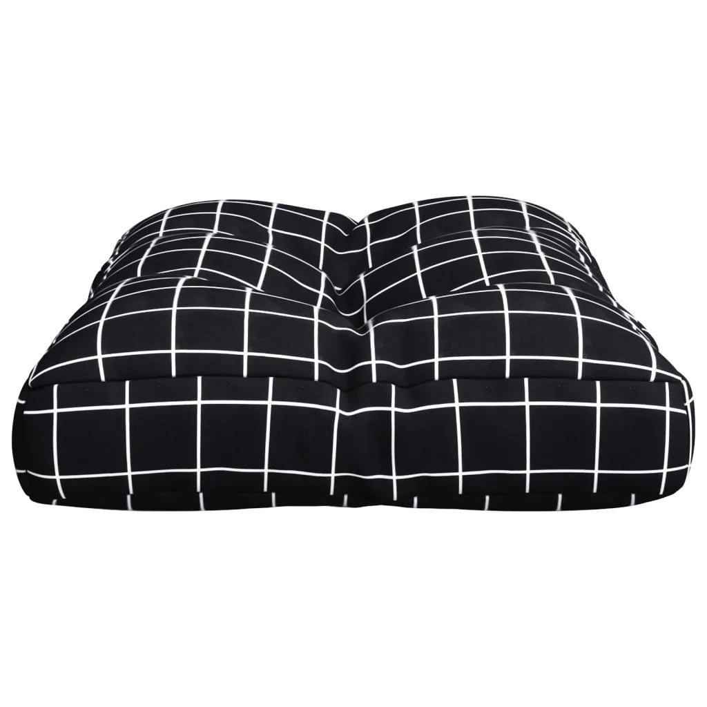vidaXL Cuscino per Pallet Motivo a Quadri Nero 50x40x12 cm in Tessuto