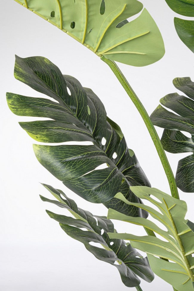 Set 2 Piante Artificiali di Filodendro 115x105x150 cm in Plastica con Vasi Verde