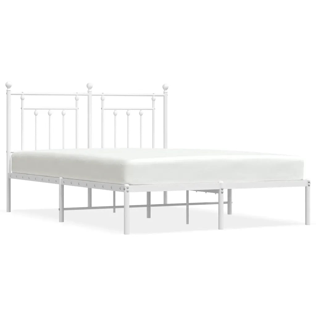 Letto matrimoniale | Letto per adulti | Giroletto con Testiera Metallo Bianco 150x200 cm
