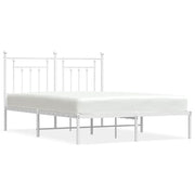 Letto matrimoniale | Letto per adulti | Giroletto con Testiera Metallo Bianco 150x200 cm