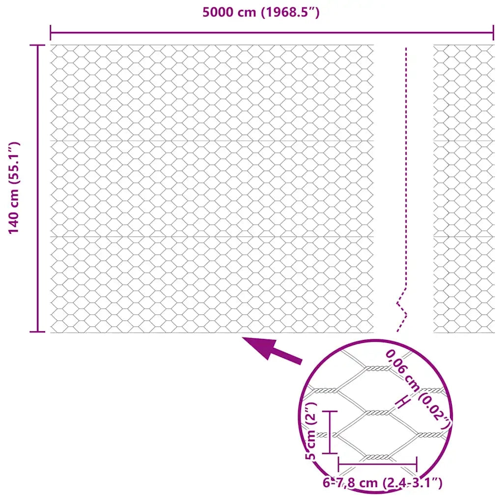 Recinzione Esagonale Argento 1,4 x 50 m Acciaio zincato 42005728