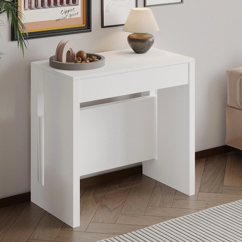 Tavolo da pranzo allungabile in legno "Nivo" - 80 x 44 x 76 cm - Bianco