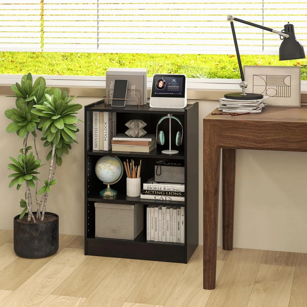 Libreria Aperta a 3 Livelli con Ripiani Regolabili, Libreria a Cubi con Dispositivo Antiribaltamento per Soggiorno, Camera da Letto, 50x30x75 cm, 3 Colori (Nero)