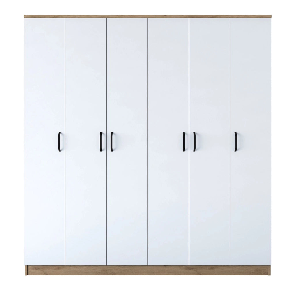 Armadio Camera da Letto Postua, Guardaroba Grande Appendiabiti, 180x191h cm Bianco