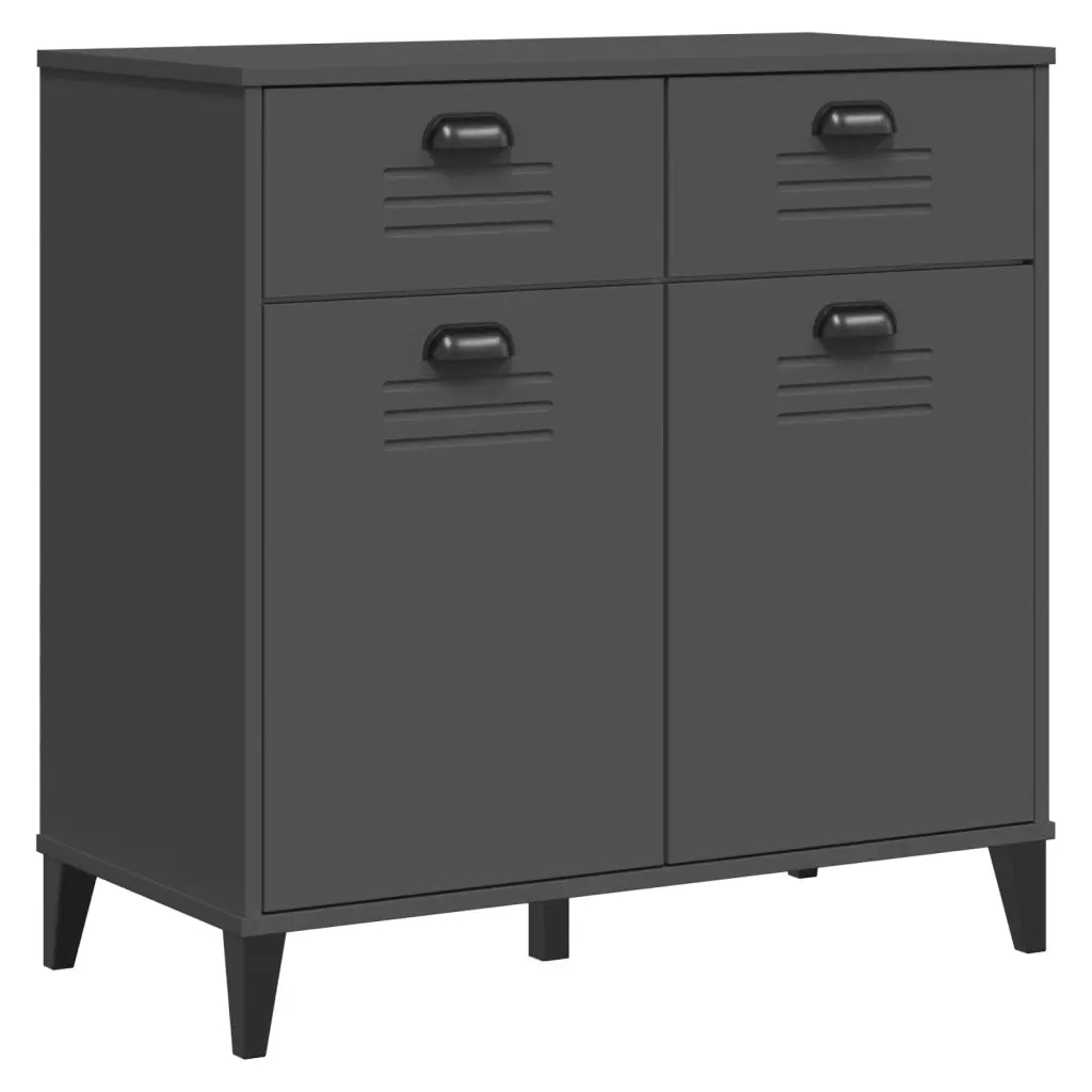 Credenza VIKEN Grigio Antracite 80x40x80 cm Legno Massello Pinocod mxl 90965