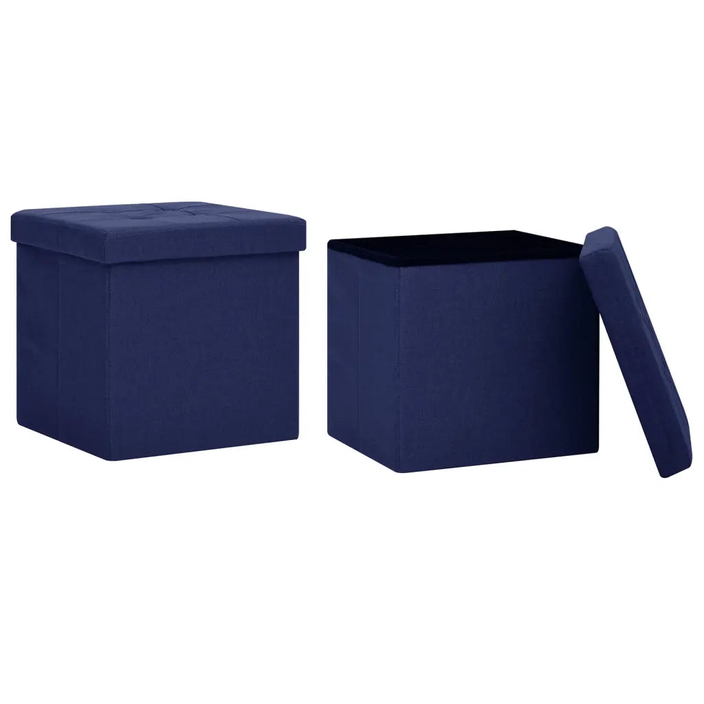 Sgabelli con Contenitore Pieghevoli 2 pz Blu in Simil Linocod mxl 70567
