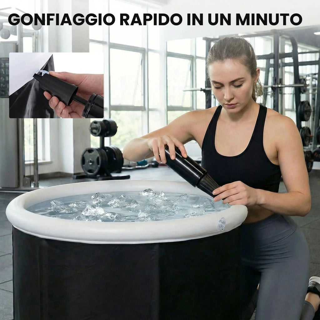 Vasca di Ghiaccio Ø78x71 cm Capienza da 280L per Sportivi con Copertura e Pompa Isolamento a 3 Strati Nero