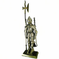 Set Camino 4 Pezzi 53x20 cm Scopino Paletta Attizzatoio e Pinza con Supporto Cavaler Bronzo