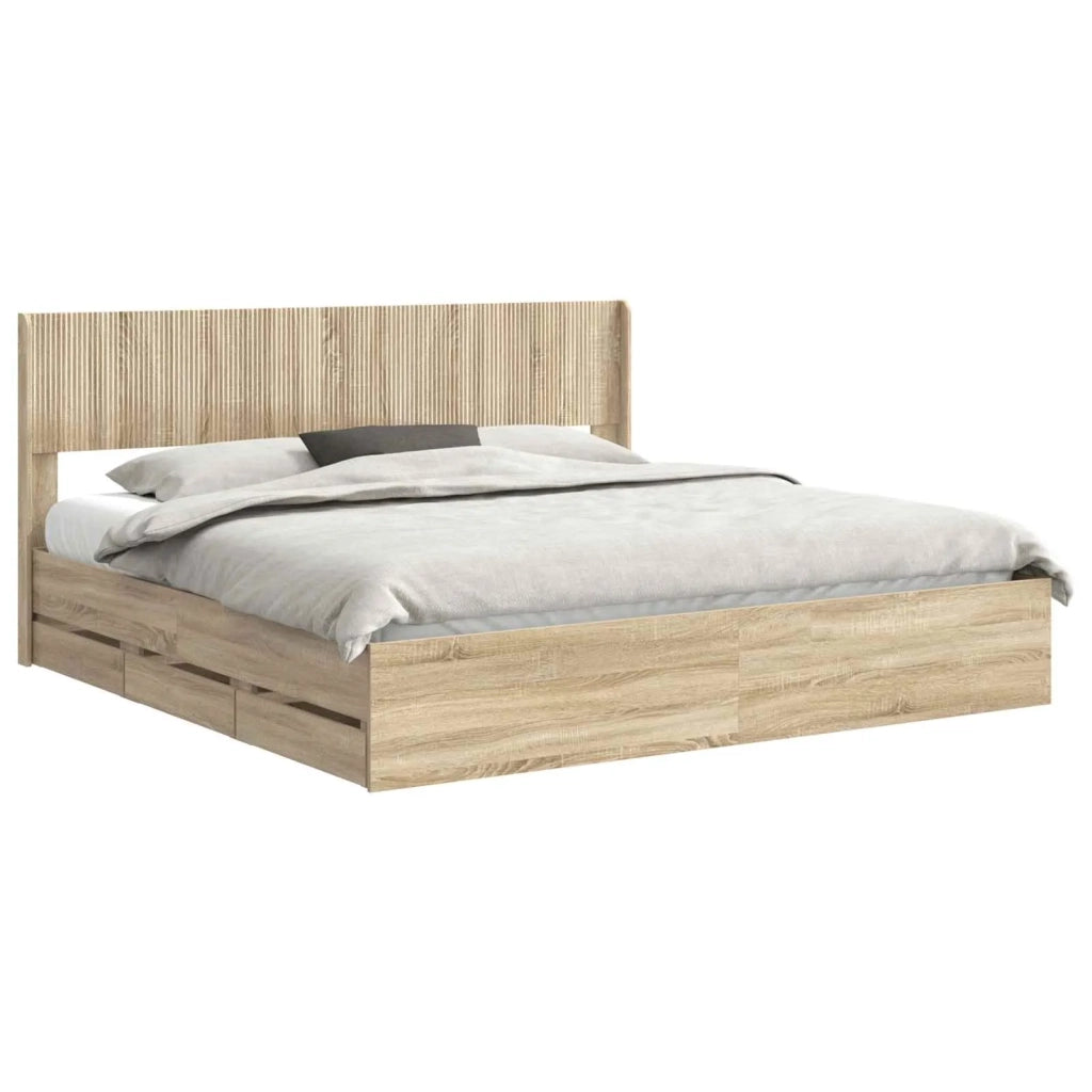 Struttura del letto con stoccaggio e testata Rovere Sonoma 3414277