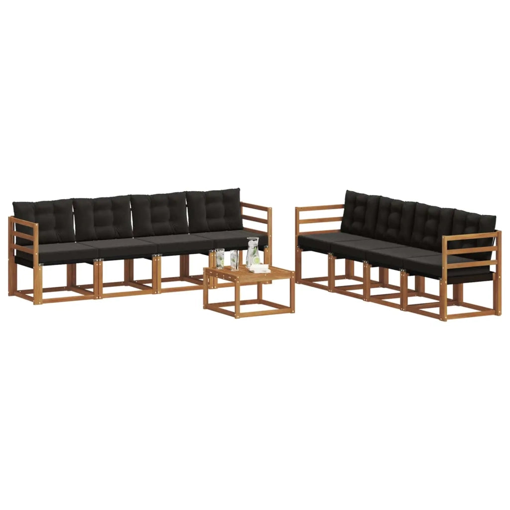 Set di divani da esterno con cuscino 9 pcs Naturale e Nero 3368511
