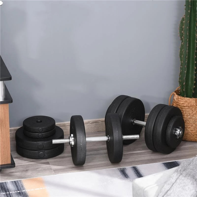 SET MANUBRI PALESTRA 50 KG KIT PESI REGOLABILE CON 12 DISCHI GOMMATI NERO
