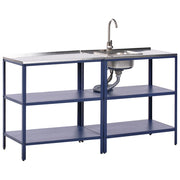 Set di cucina da esterno 2 elementi in acciaio inox blu 2 isole da cucina lavello a leva cucina da esterno