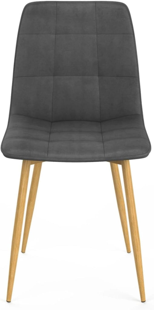 Set di 6 sedie da pranzo MILA in velluto grigio scuro con gambe effetto legno