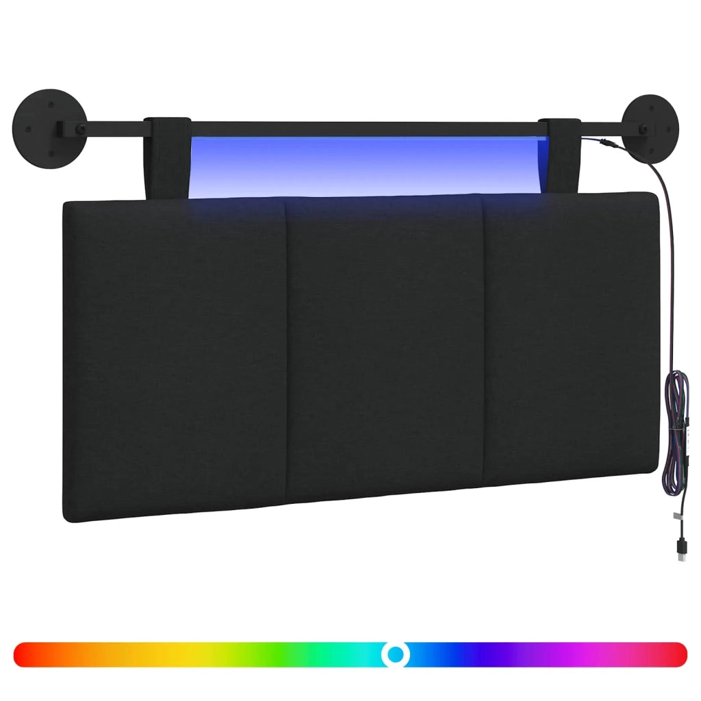 Testiera sospesa Con luce LED Nero Tessuto