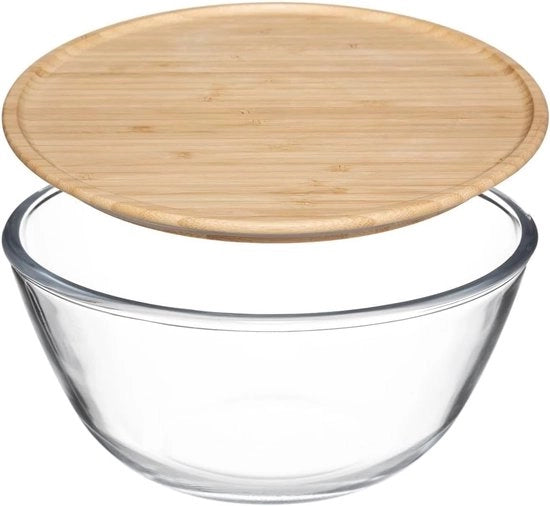Bicchiere in vetro con rivestimento in bambù - 2,5 l - sostenibile - multifunzionale