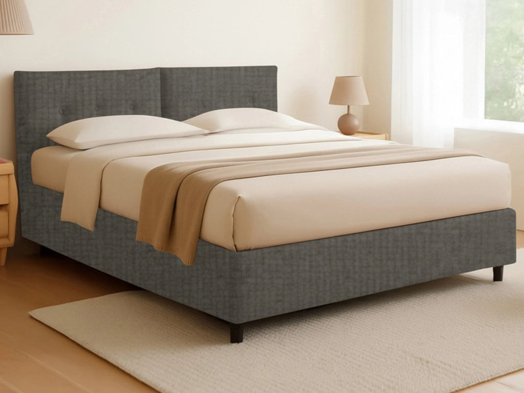 Derby, Letto Matrimoniale Sfoderabile Made in Italy, Grigio Tortora