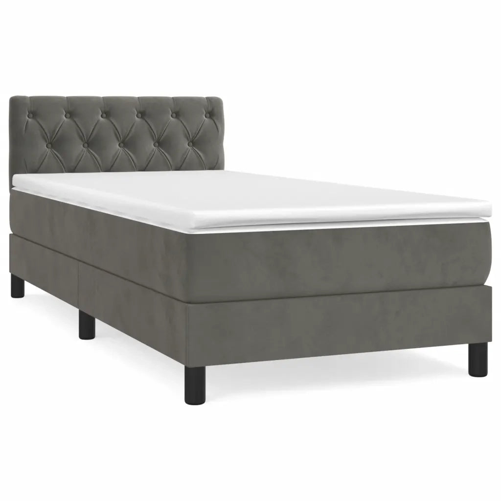Giroletto a Molle con Materasso-Struttura Letto Grigio Scuro 80x200 cm Velluto 425355