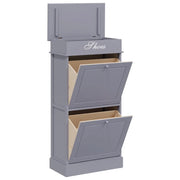 Scarpiera-Scaffale per scarpe-Armadietto contenitore Grigia 50x28x98 cm in Legno di Paulownia 504570