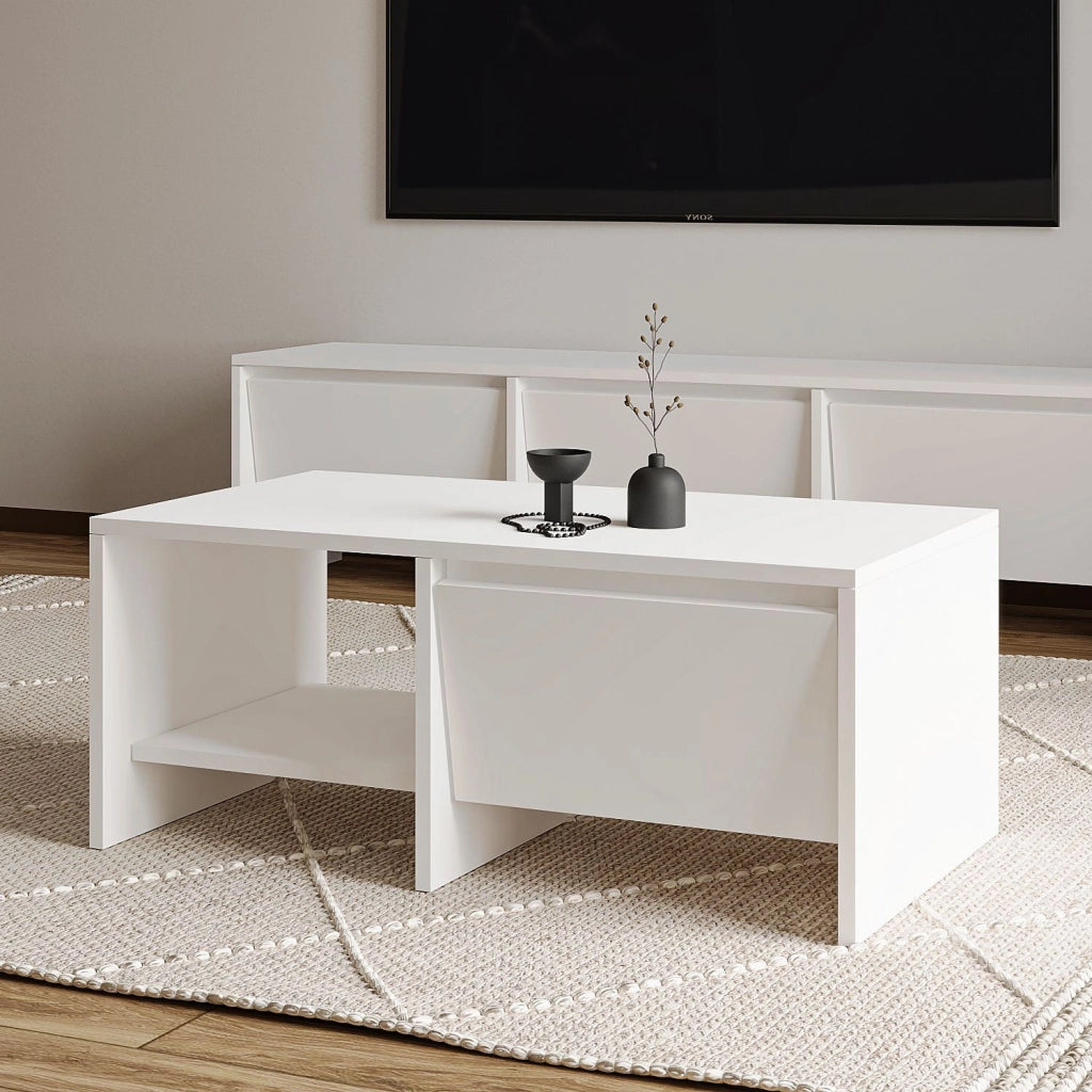 Tavolino in legno "Laris" - 90 x 45 x 35 cm - Bianco