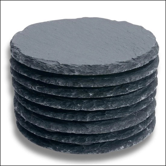 Set di piatti per bicchieri in vetro - 8 piatti rotondi - 10 cm piastre di pietra nera per decorazione, raclette, candele, bevande