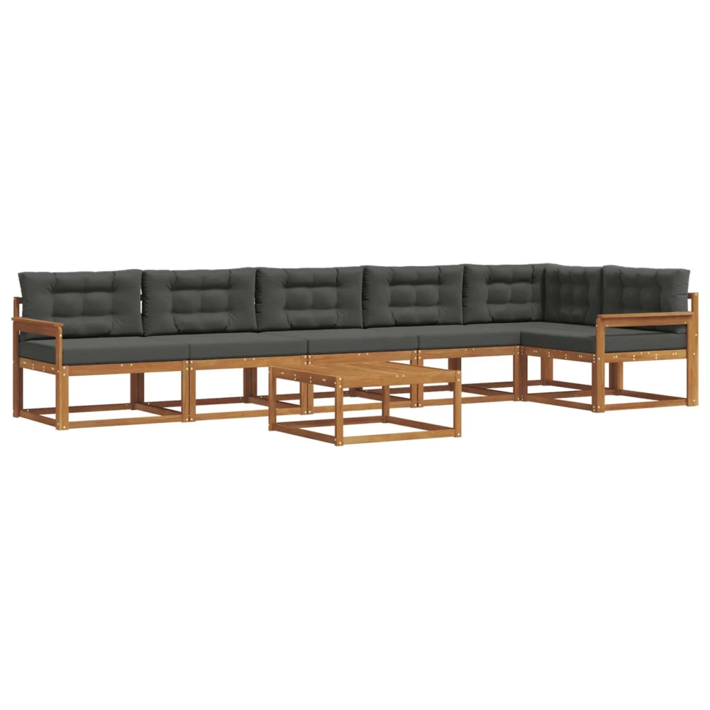 Set di divani da esterno con cuscino 7 pcs Naturale e Antracite